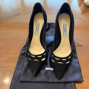 Prada suede laser cut stiletto pump